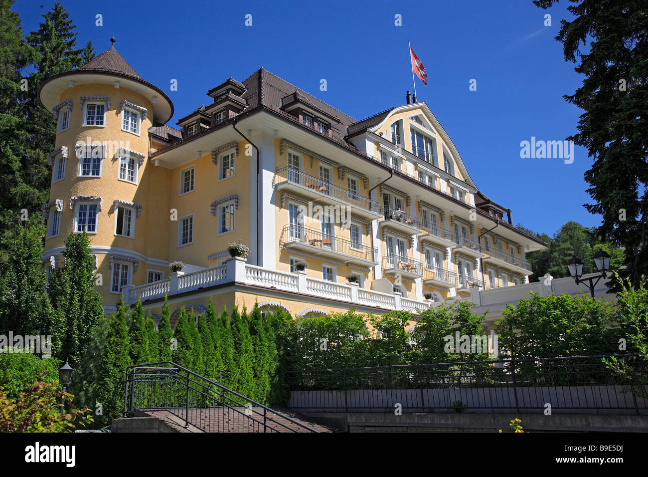 Grand Hotel Bellevue Gstaad Berner Oberland Schweiz Stockfoto