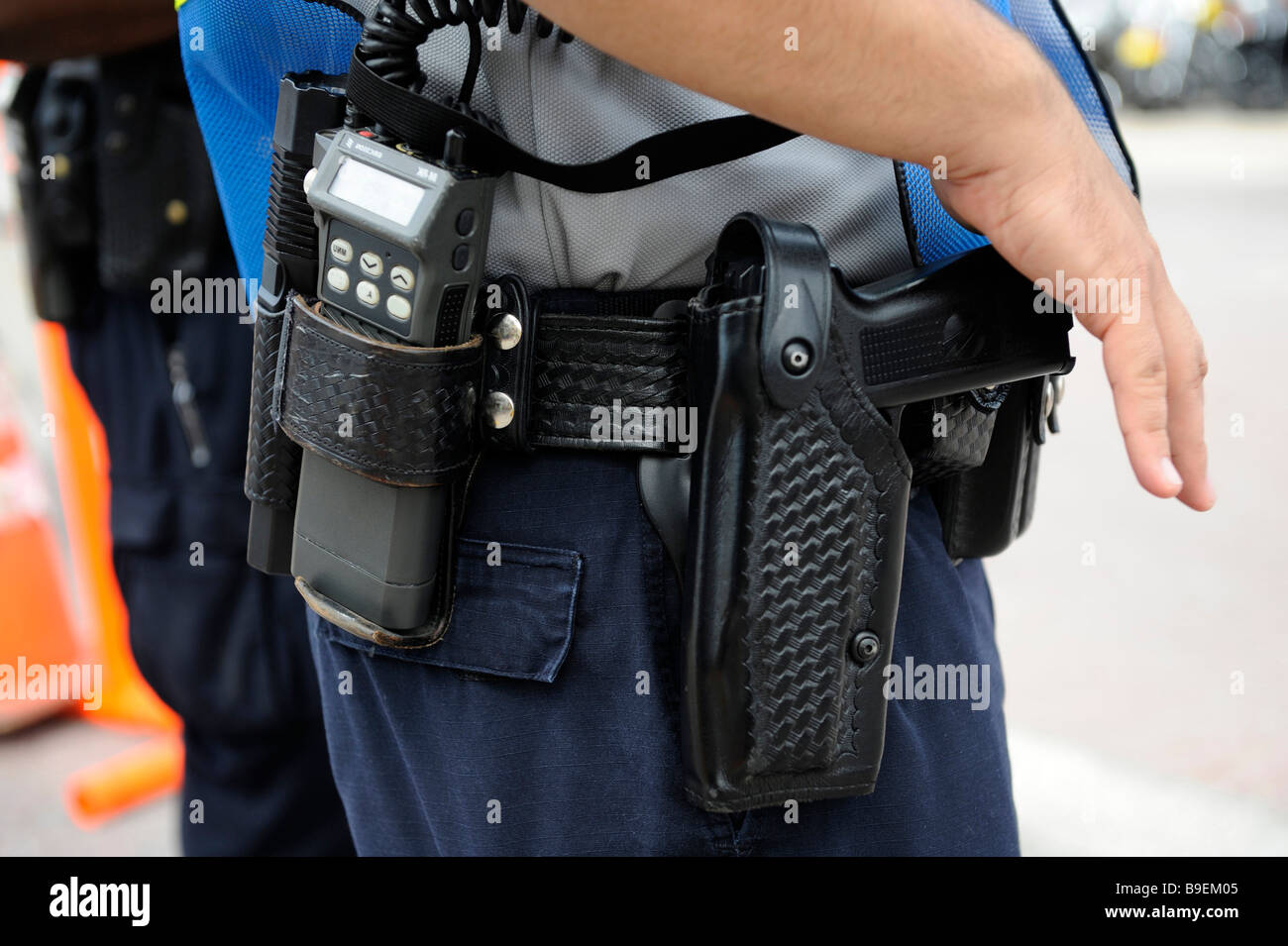 Daytona Beach Florida Biker Woche Motorrad Polizeistreife Straßen Stockfoto