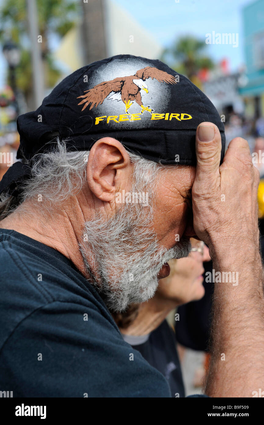 Daytona Beach Florida Biker Woche Motorrad Wallfahrt Porträt von Männchen Stockfoto