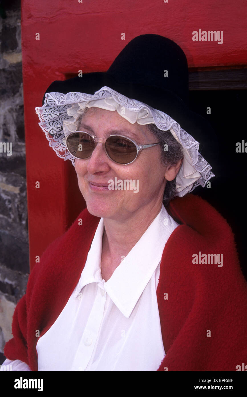 Traditionell gekleidete walisischen Dame, Wales, UK Stockfoto