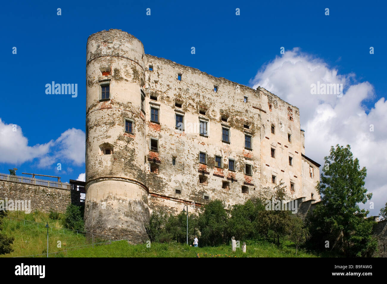 Niedrigen Winkel Blick auf Schloss, Gmünd, Kärnten, Österreich Stockfoto