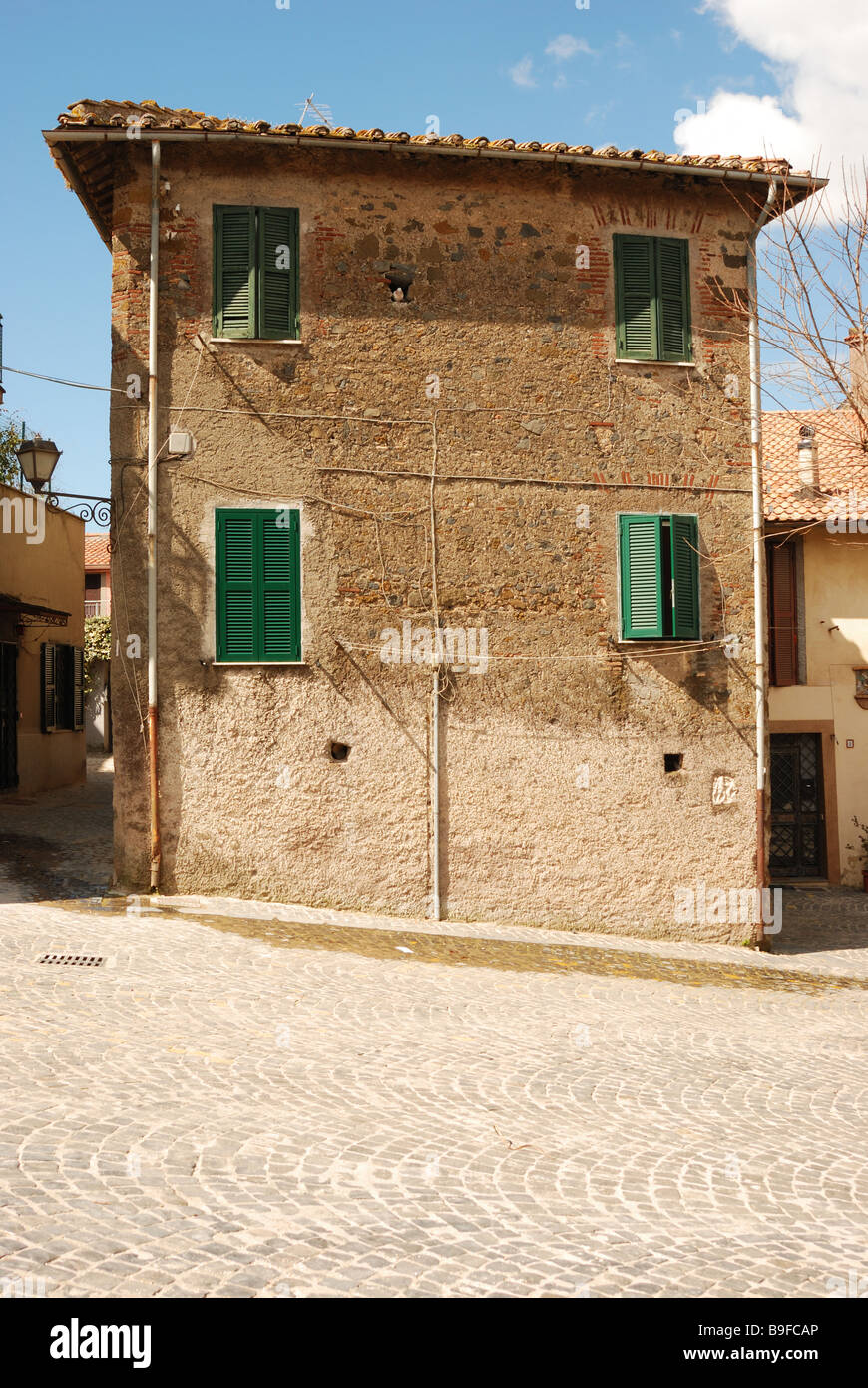 Mittelalterliches Haus in Montecompatri, Albaner Berge (Italien) Stockfoto