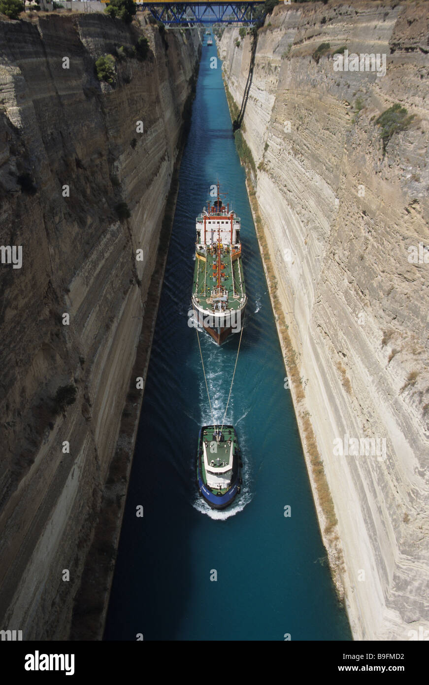 Kanal von Korinth Griechenland reisen vertikale Landschaft Zusammensetzung Stockfoto