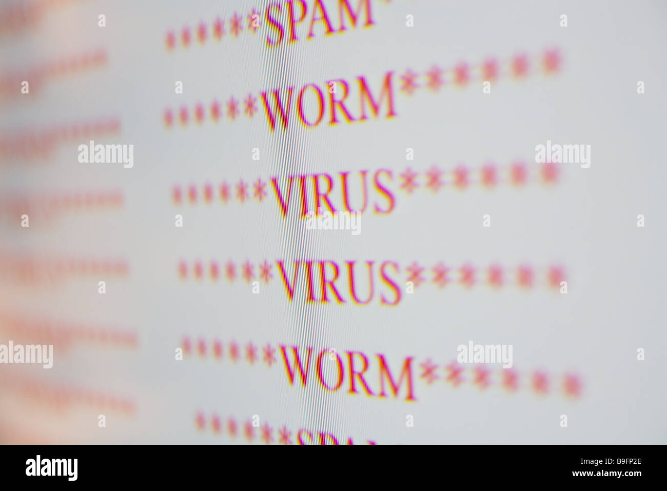 Computer Virenwarnung Bildschirm Computerbildschirm Tipp Virus Wurm Spam Computervirus Computerwurm Anzeige Warnsymbol Stockfoto
