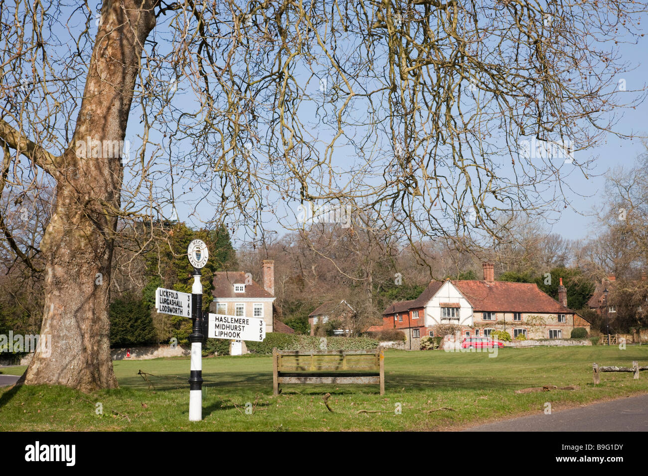 English Country Village Green in South Downs National Park. Fernhurst West Sussex England Großbritannien Großbritannien Stockfoto