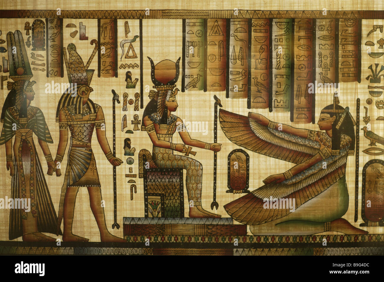 Papyrus Zeichnungsdarstellung ägyptisch Stockfoto