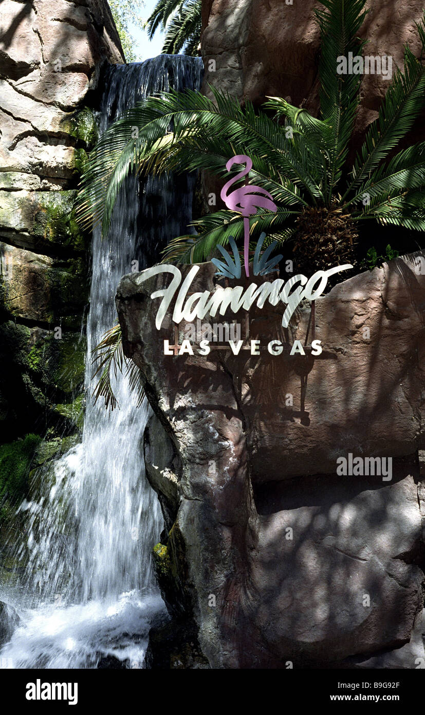 USA-Nevada-Las Vegas Hotel Flamingo Gartenwasserfall künstlich Wasser palm Flamnigo North America Ziel aus den Augen Gelände Stockfoto