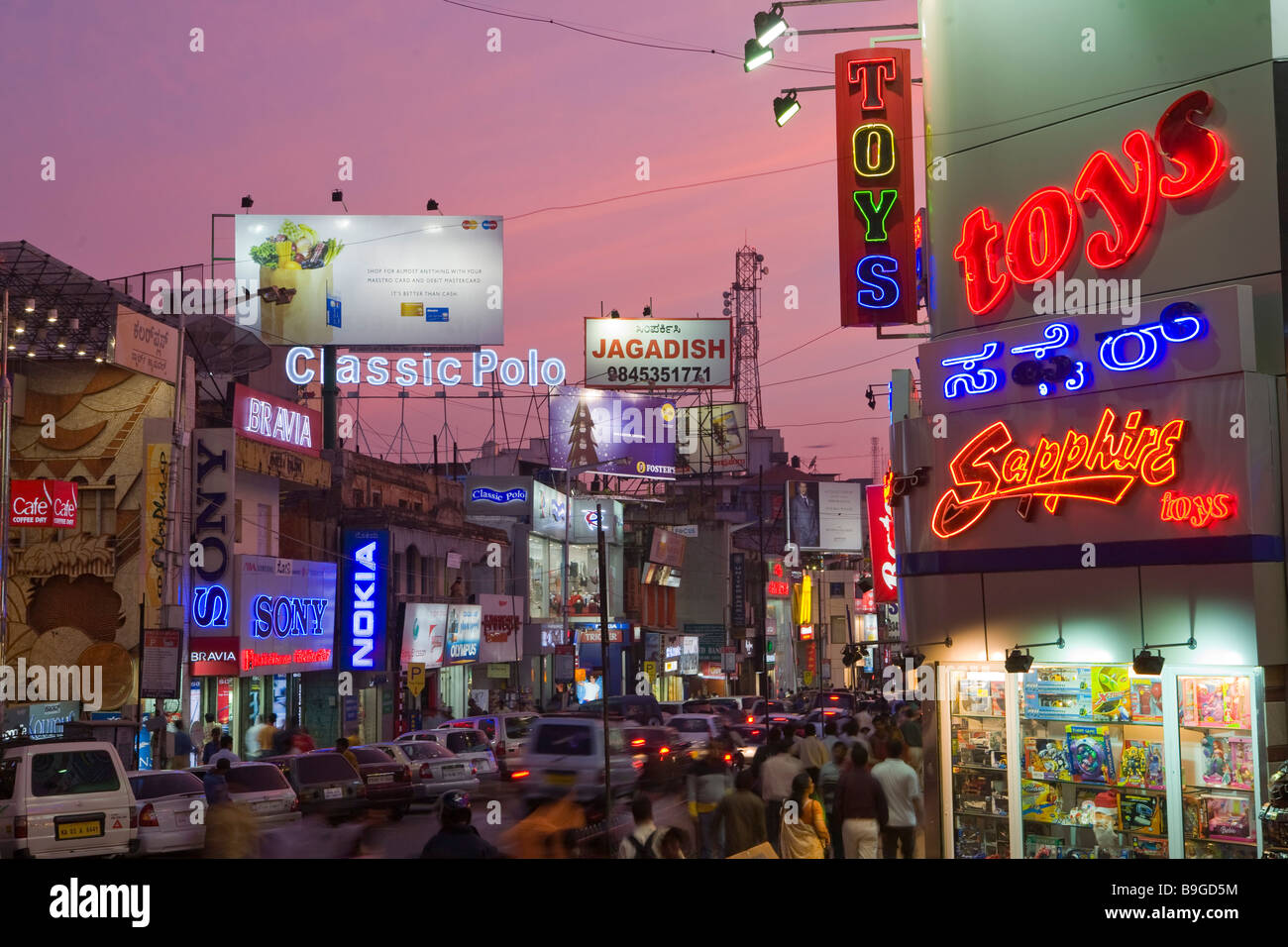 Indien-Bengaluru-Bangalore-Brigade road Stockfoto