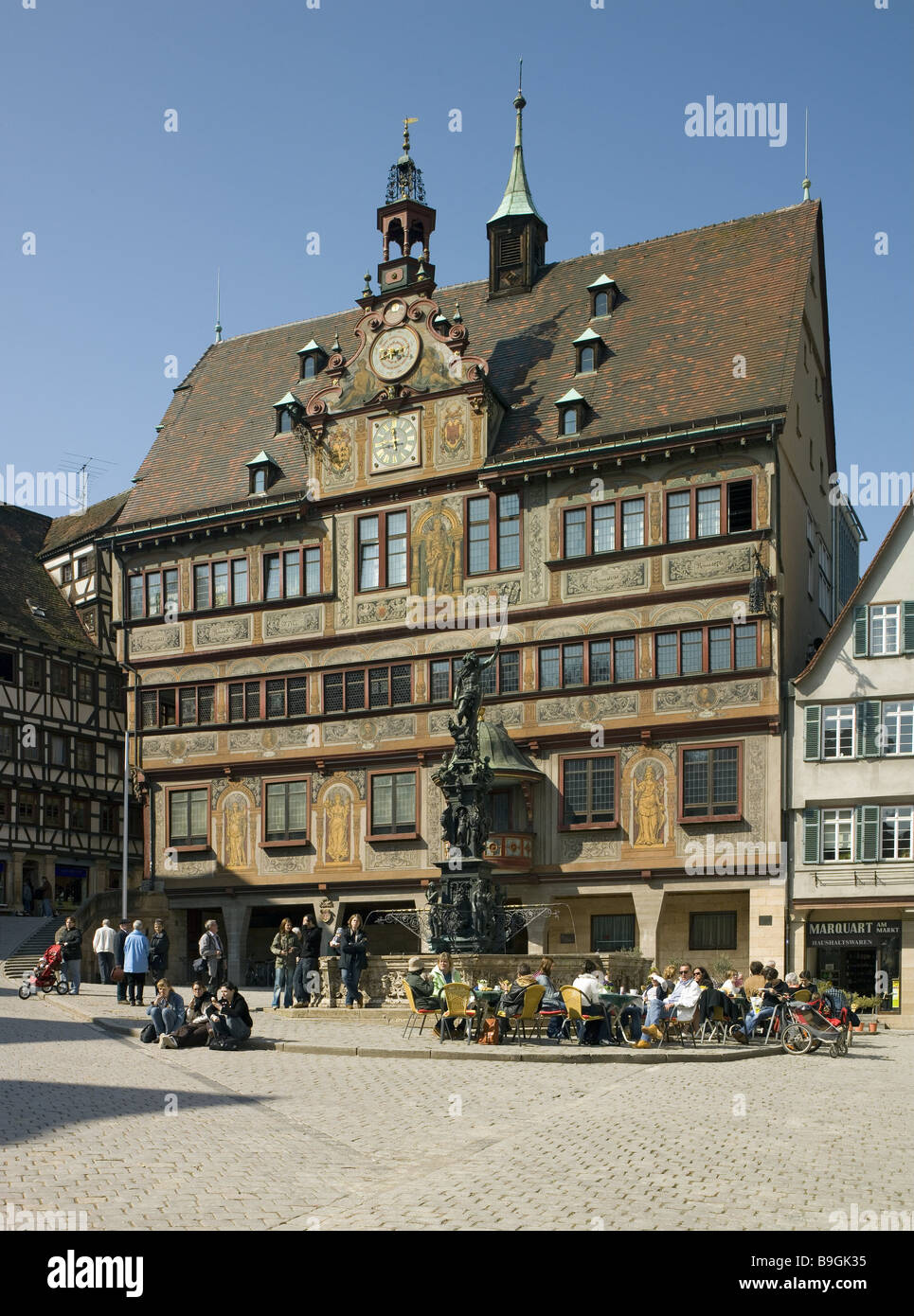 DeutschlandBadenWürttembergTübingenMarkt Platz Rathaus Neptun