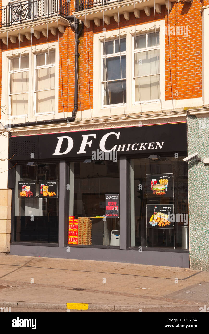 D F Huhn Fast-Food-Imbiss in Norwich, Norfolk, Großbritannien Stockfoto