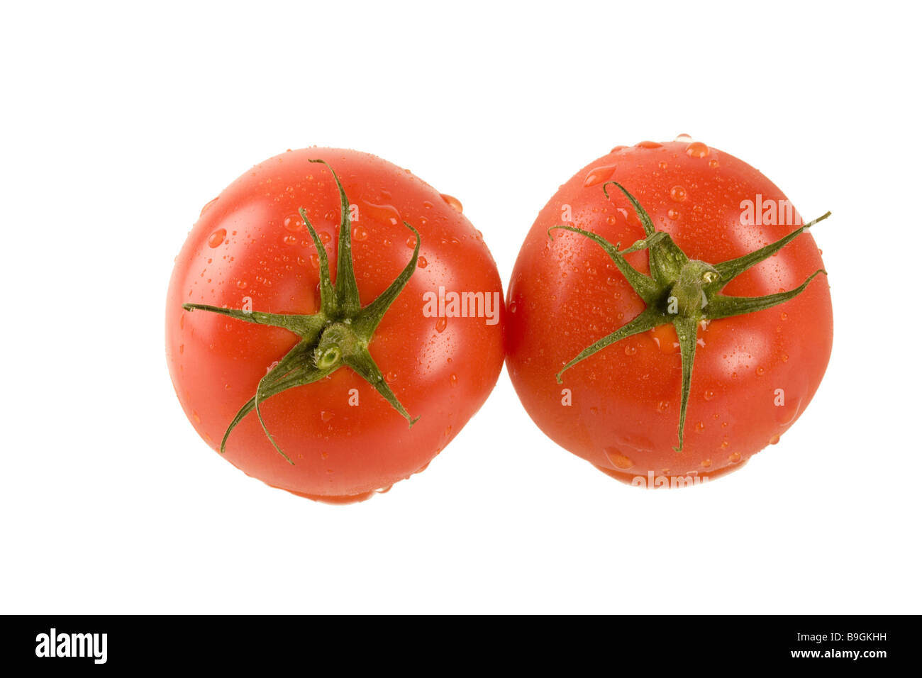Tomaten zwei nassen Draufsicht Ausschnitt Stockfoto
