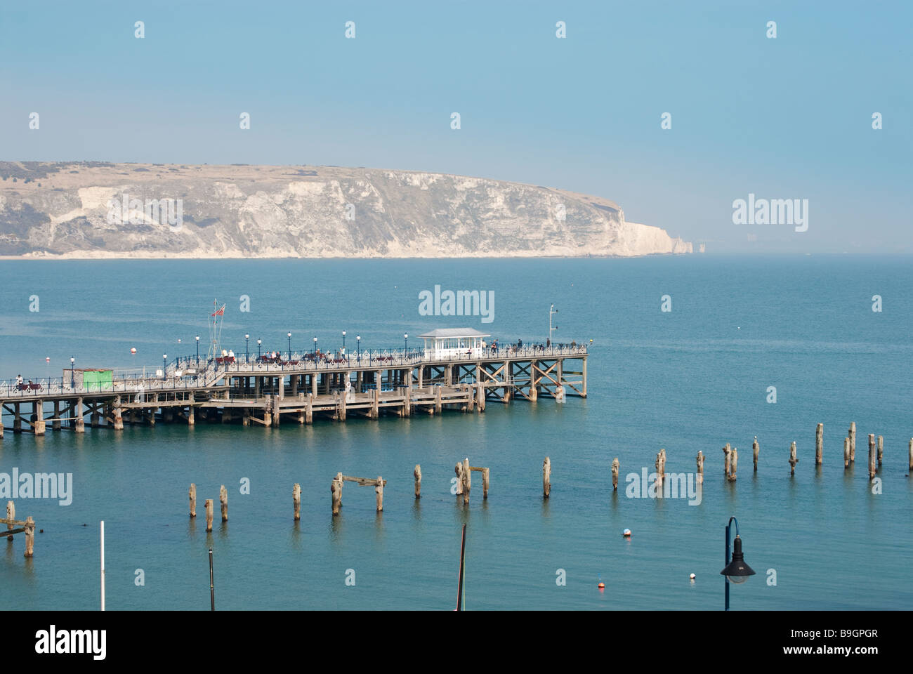 Direkt am Meer und Promenade in Swanage Dorset Stockfoto