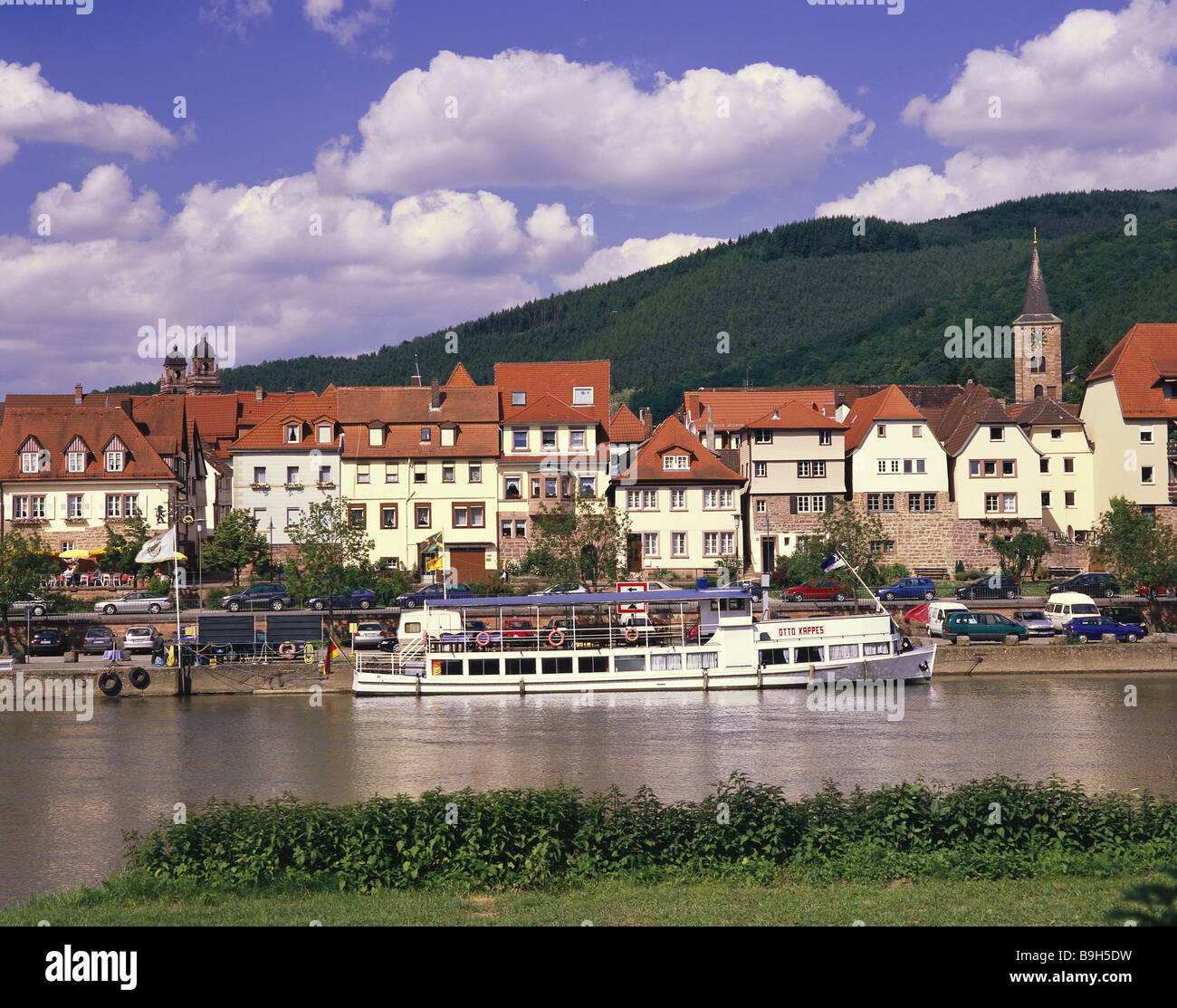 Deutschland BadenWürttemberg Eberbach Ansicht Fluss Neckar Reise