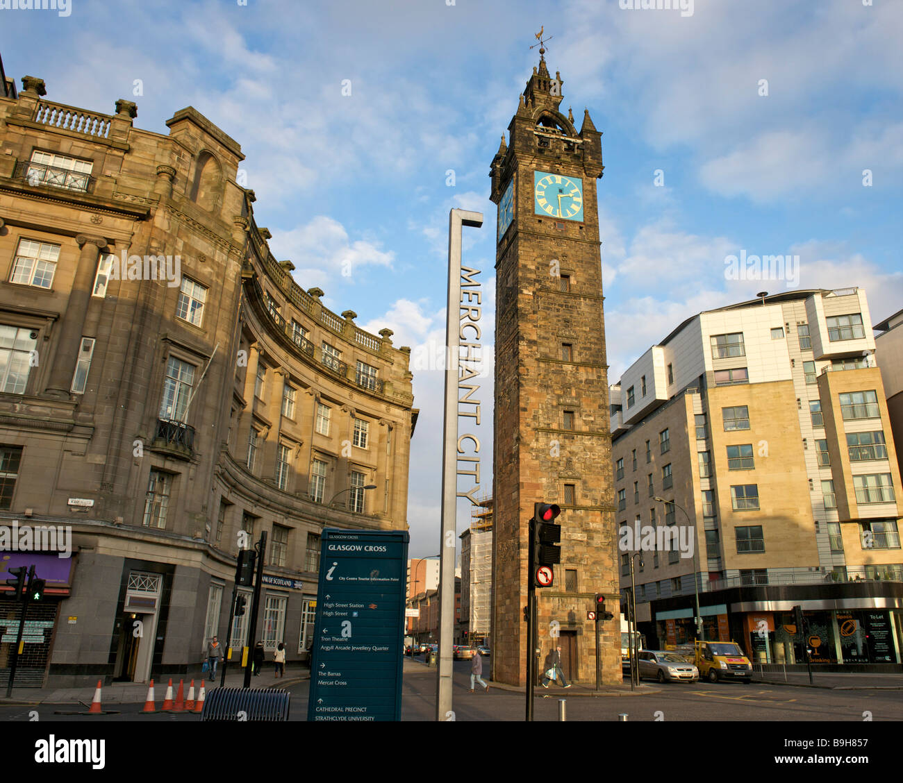 Tolbooth Steeple Glasgow Kreuz Merchant City Glasgow UK Stockfoto