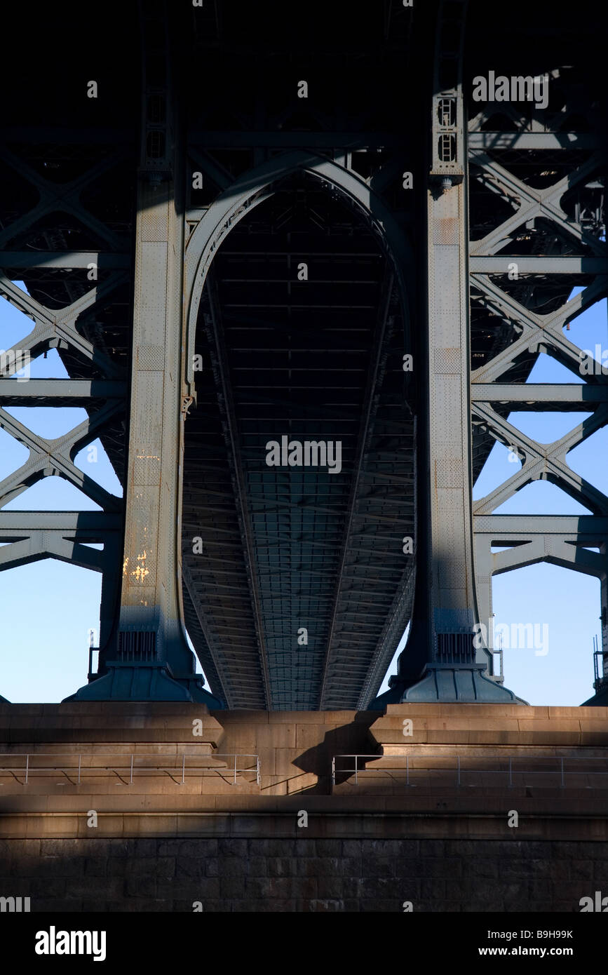 Support für Bridge Manhattan Bridge, Empire-Fulton Ferry State Park Stockfoto