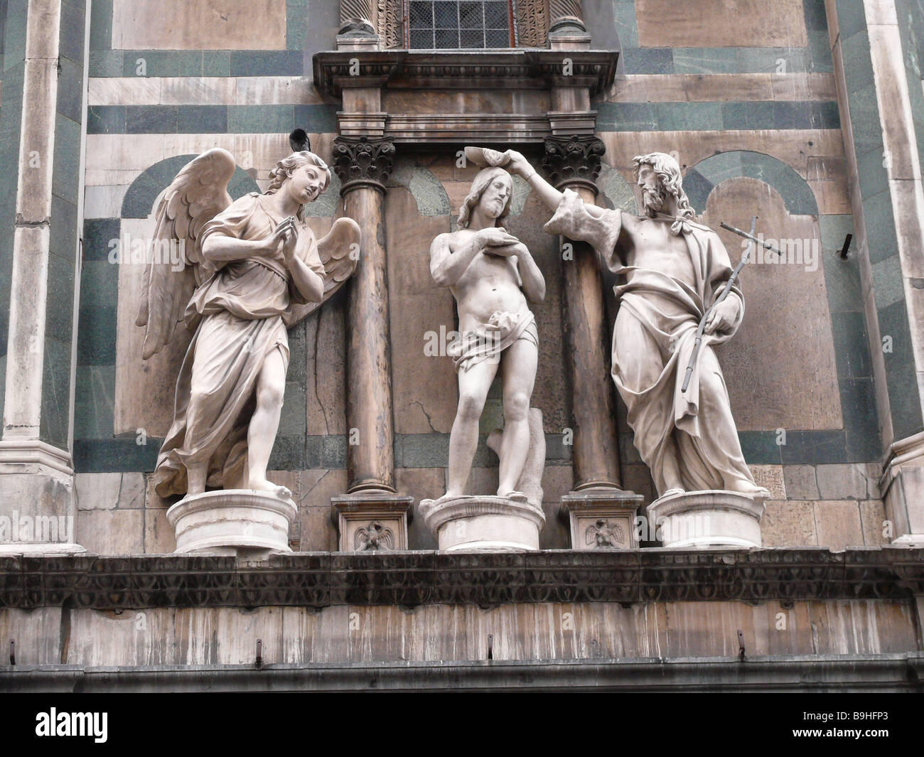 Italien Toskana Florenz Altstadt Kathedrale-Ort Schrift Ost-Portal Skulpturengruppe "Taufe Christi" Taufe-Kirche Stockfoto