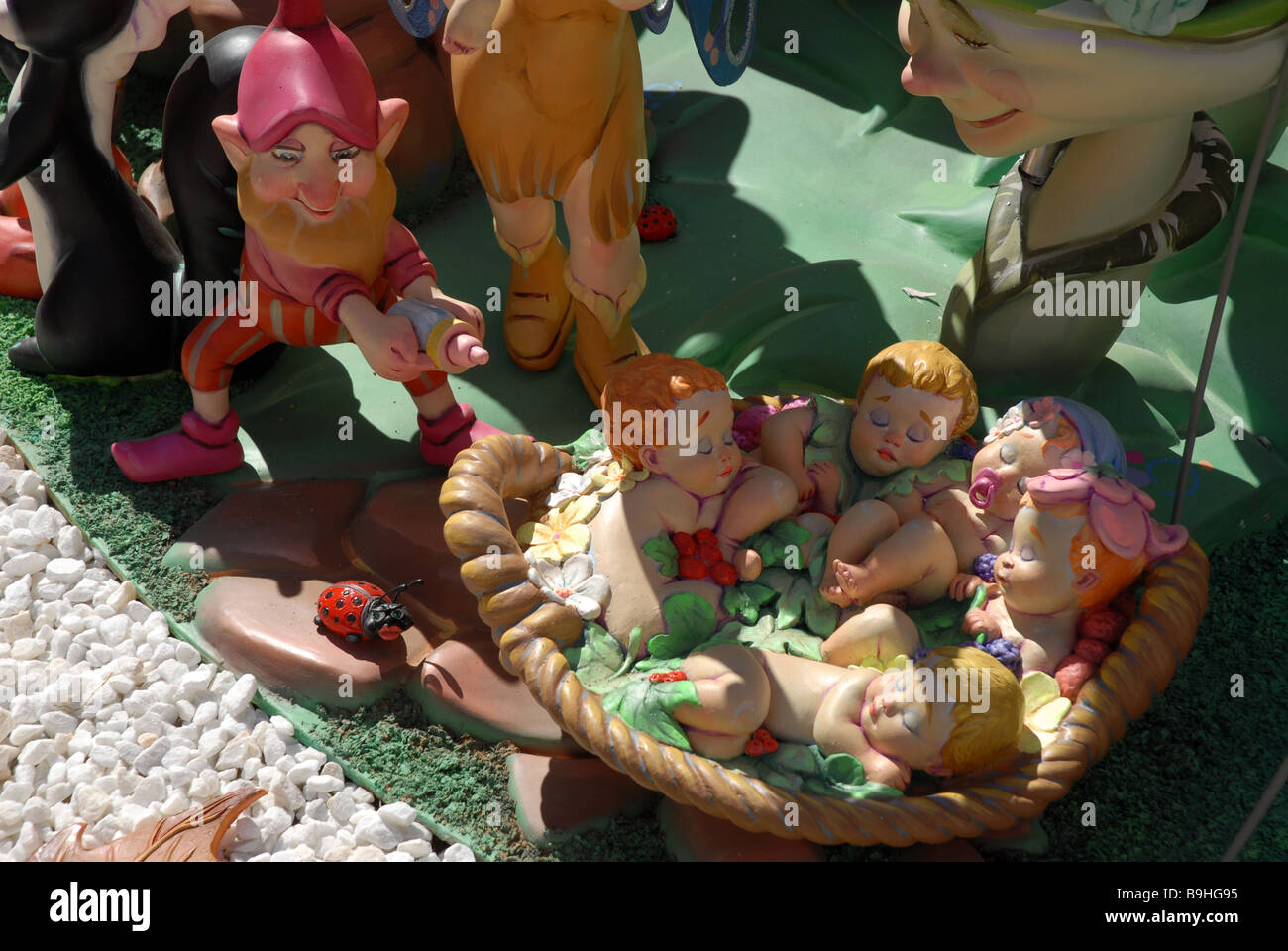 Detail des Kinder Falla, Las Fallas Fiesta, Dia de San Jose, Denia, Provinz Alicante, Comunidad Valenciana, Spanien Stockfoto