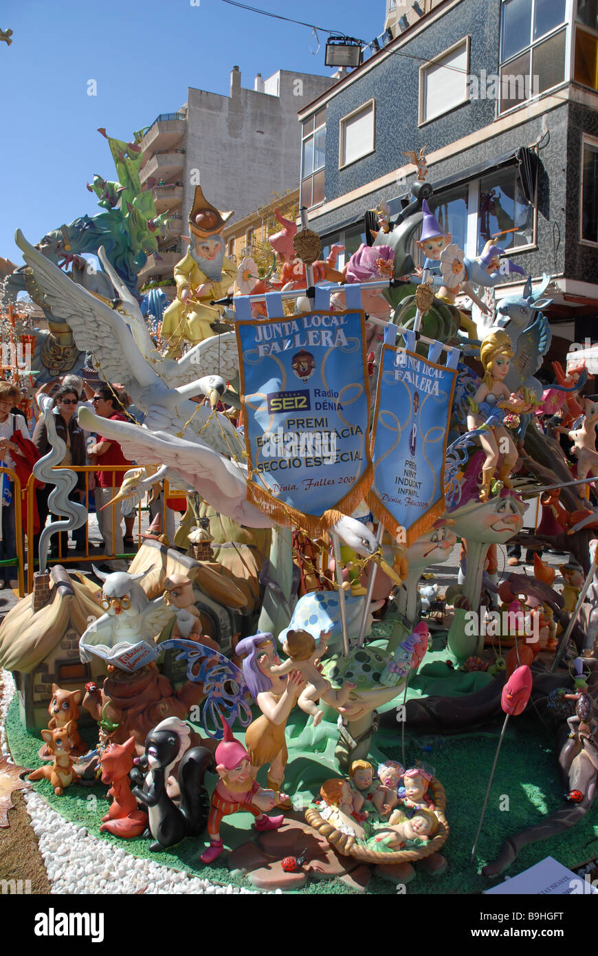 Kinder Falla, Las Fallas Fiesta, Dia de San Jose, Denia, Provinz Alicante, Comunidad Valenciana, Spanien Stockfoto