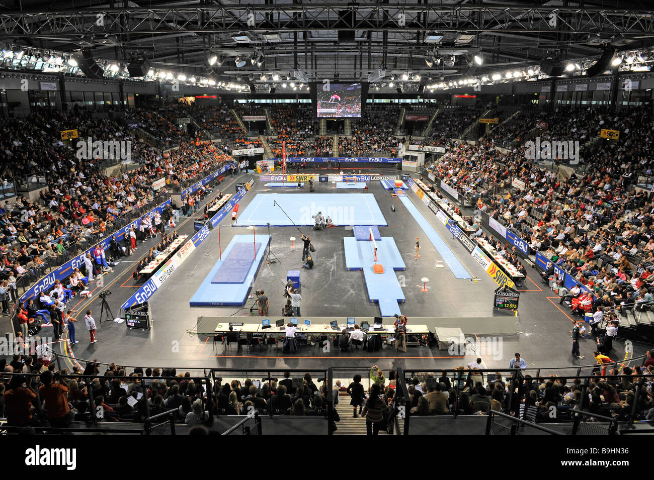 Porsche-Arena, Interieur, Gymnastik WM 2008 in Stuttgart, Baden-Württemberg, Deutschland, Europa Stockfoto