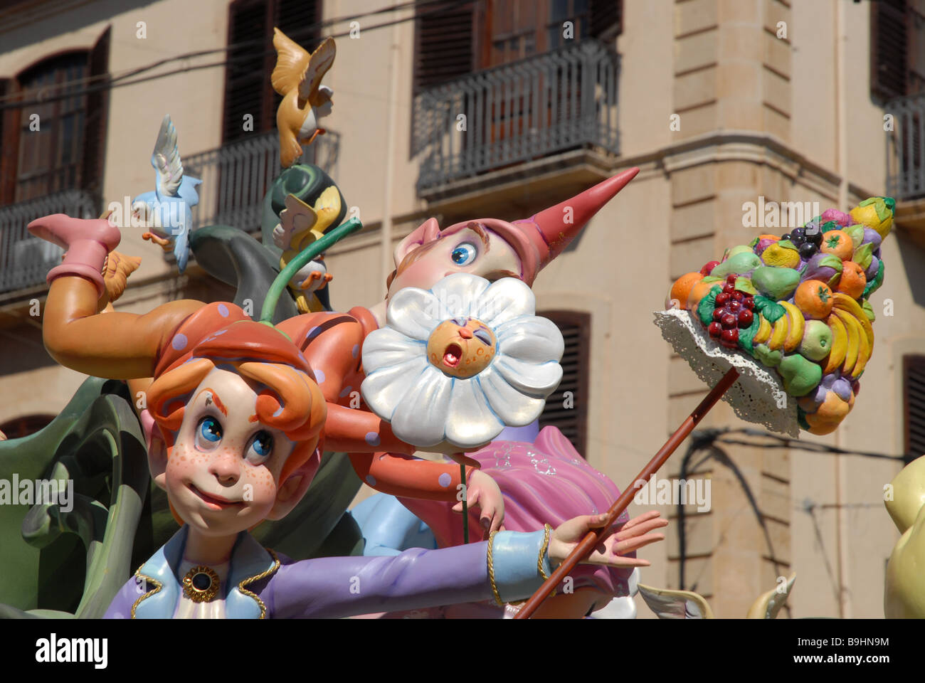 Detail des Kinder Falla in Las Fallas Fiesta, Dia de San Jose, Denia, Provinz Alicante, Comunidad Valenciana, Spanien Stockfoto