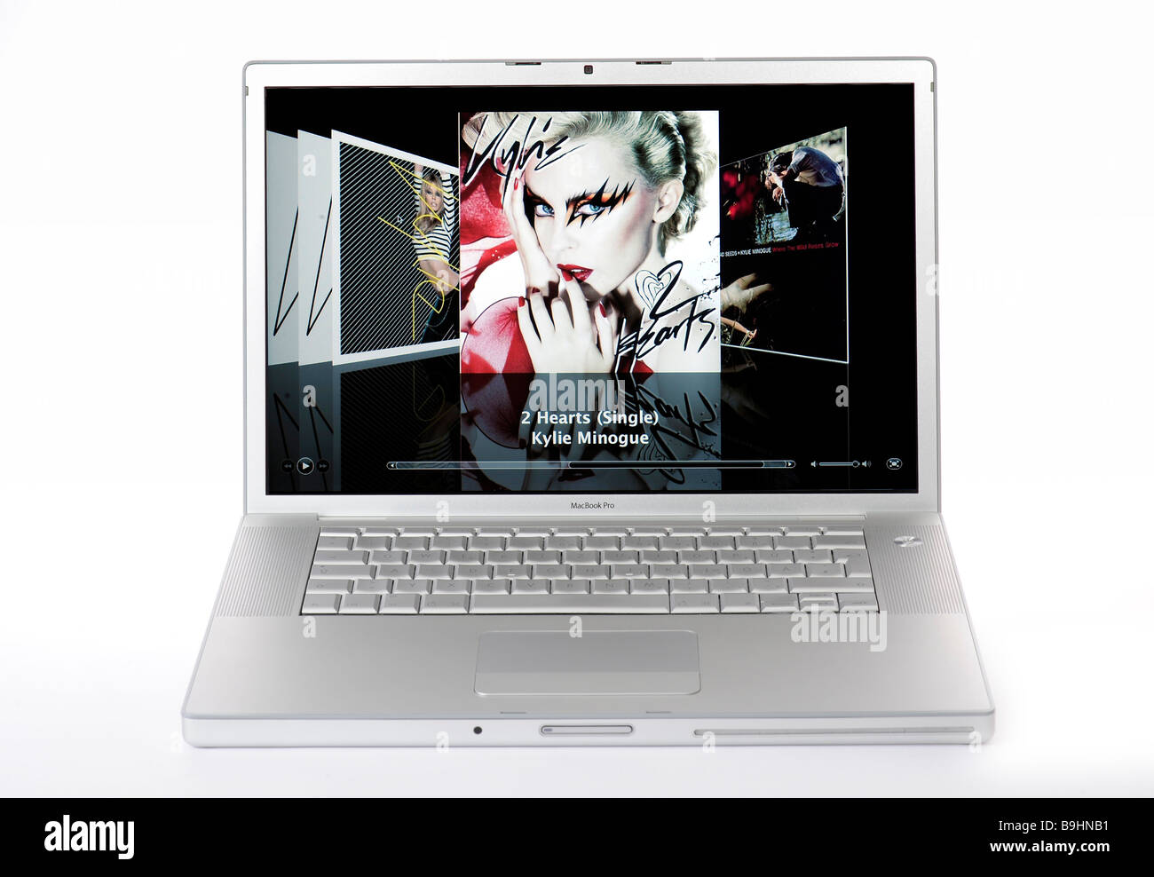 Apple MacBook Pro Notebook, iTunes Cover Flow Stockfoto