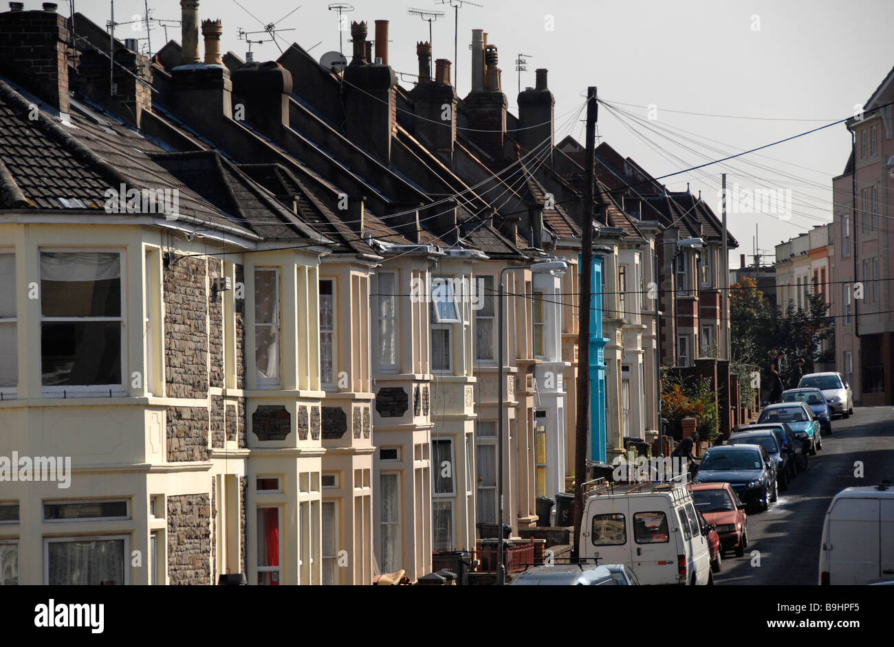 Reihe von Häusern, Bristol, Montpellier, UK Stockfoto