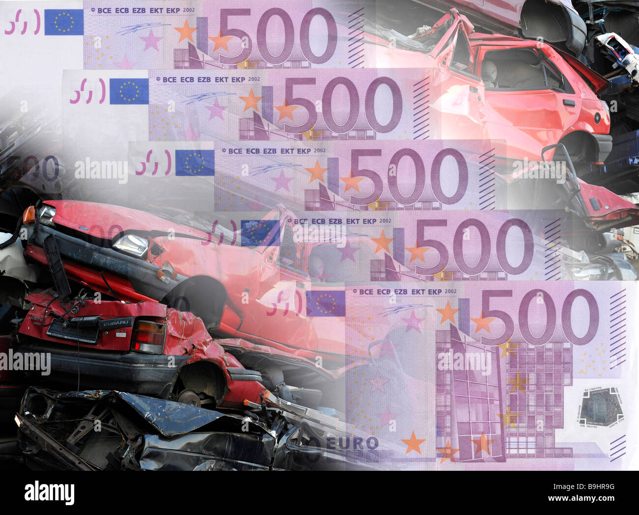 Symbolisches Bild für das Abwracken Bonus, Verschrottung Premium, Umwelt-Rabatt Stockfoto