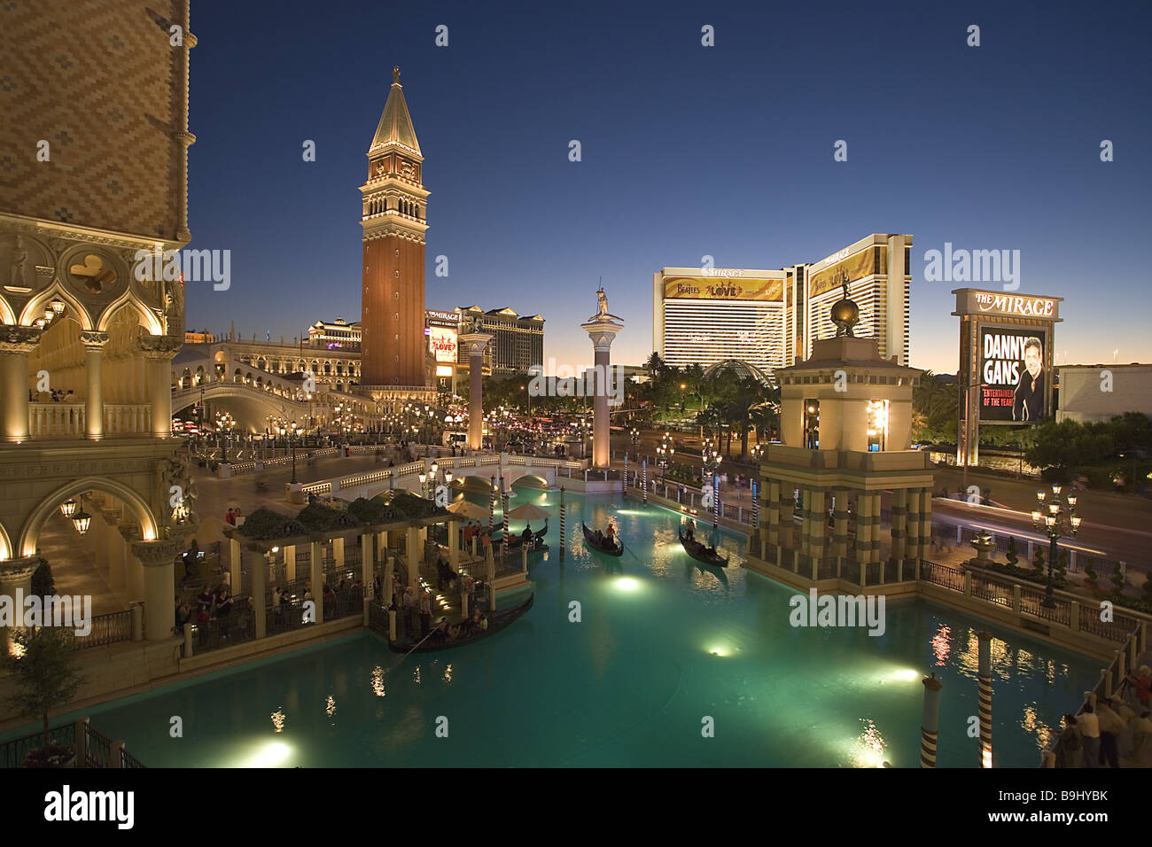 USA-Nevada-Las Vegas Hotel "Venezianischen" Abend Amerika Spieler-Stadt center Gebäude Hotel Casino venezianischen Vergnügungszentrum Stockfoto