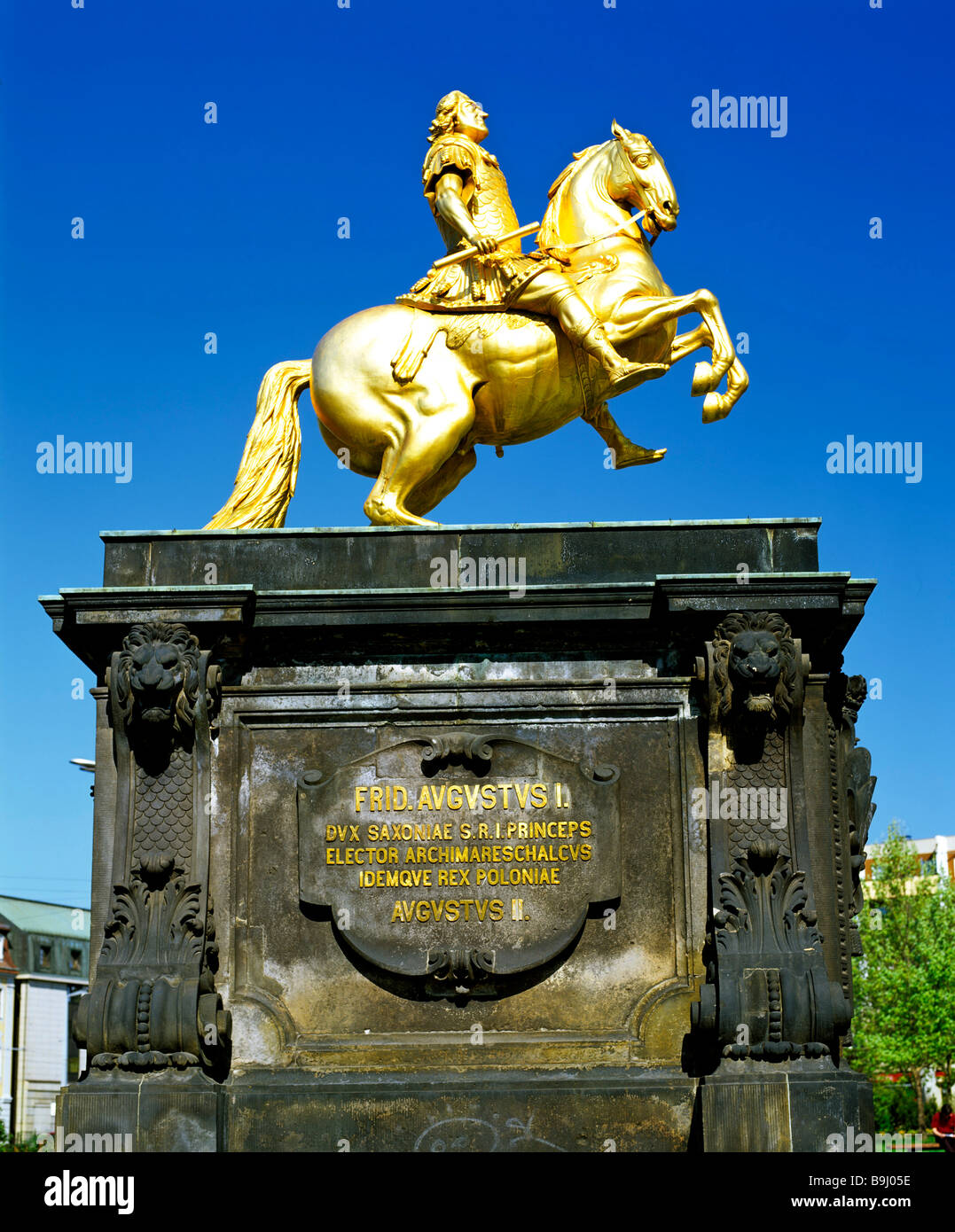 Goldener Reiter, Denkmal für August des Starken, Dresden, Sachsen, Deutschland Stockfoto
