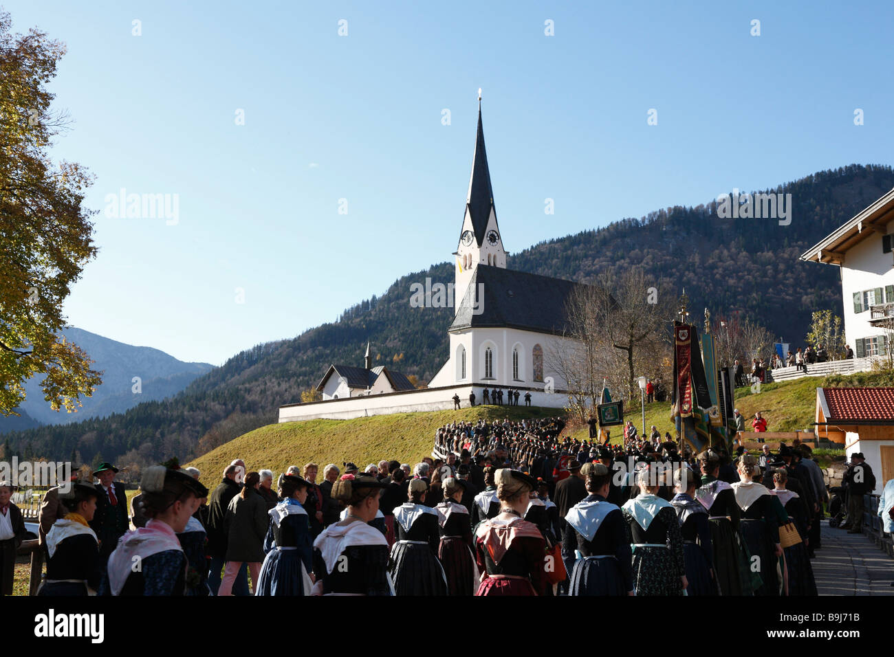 Prozession am Leonhardifahrt, der Festtag des Heiligen Leonhard Noblac, Kreuth, Tegernseer Tal, Oberbayern, Deutschland, Europa Stockfoto