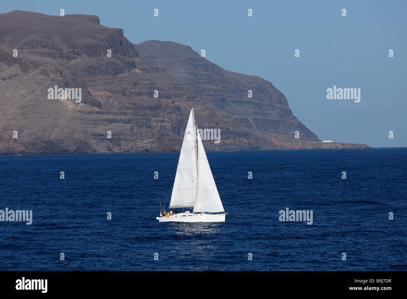 Segelboot vor La Gomera, Kanarische Inseln, Spanien, Europa Stockfoto