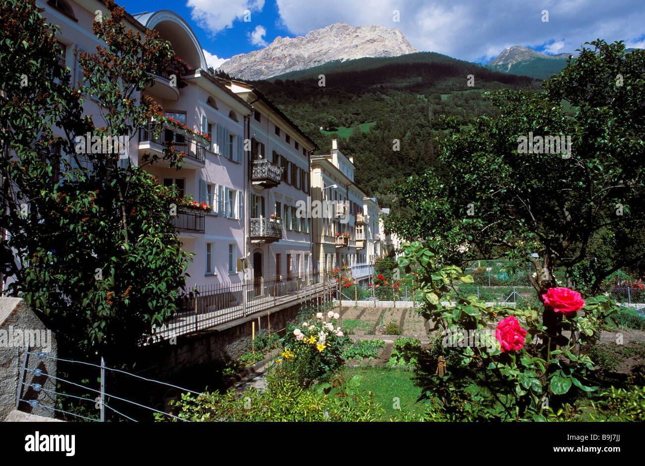 Spaniol Bezirk im Val Poschiavo, Bernina, Graubündens, der Schweiz, Europa Stockfoto