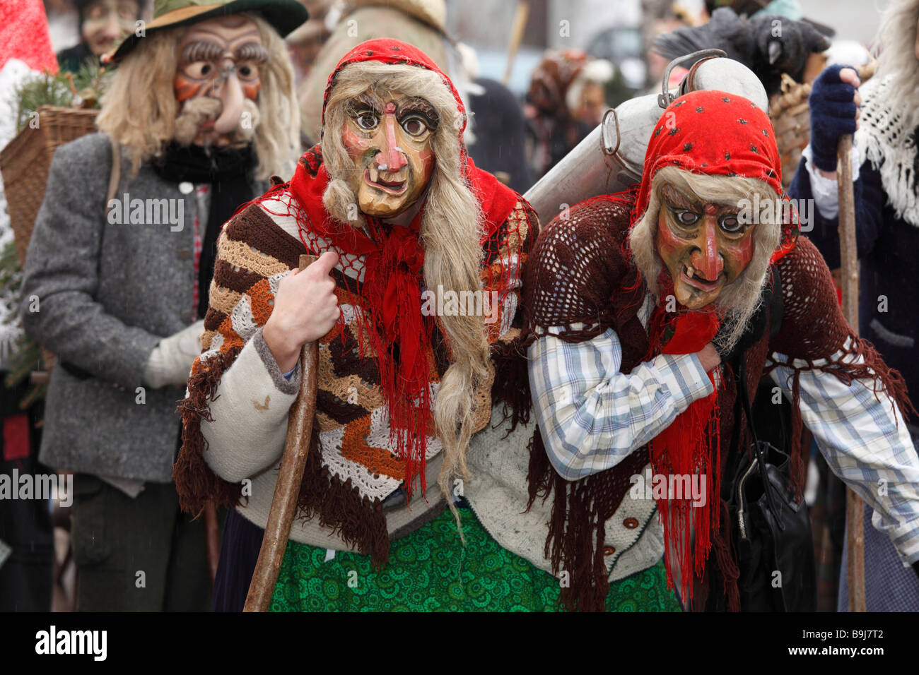 Hexen, Mullerlaufen-Parade in Thaur, Karneval Tradition, Tirol, Österreich Stockfoto