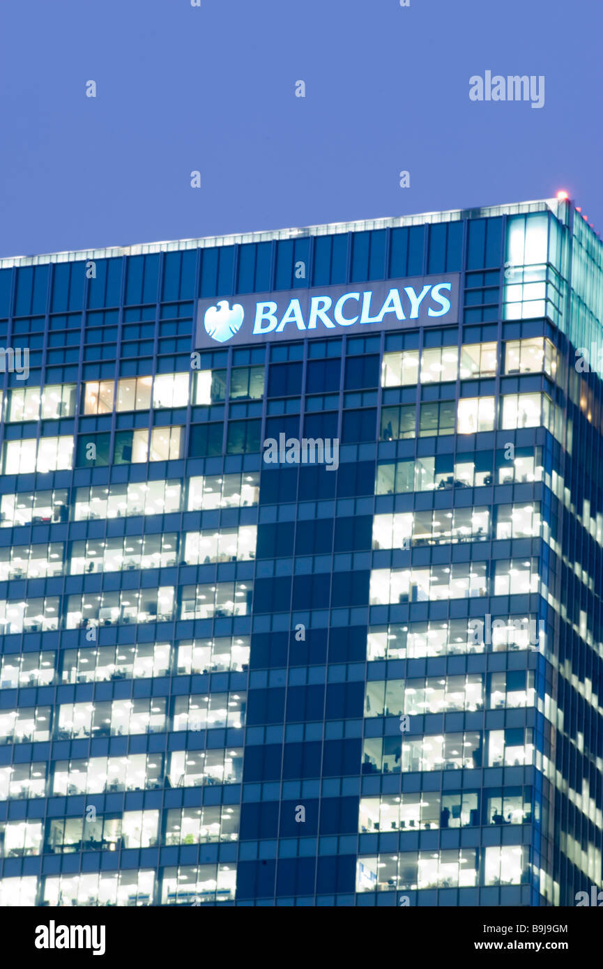 Barclays Bank Docklands E14 London Vereinigtes Königreich Stockfoto