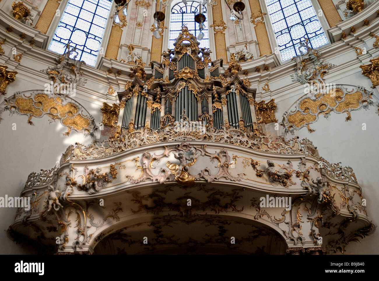 Abteikirche, barocke Benediktiner-Kloster Ettal, Ettal, Graswangtal Tal, Bayern, Deutschland, Europa Stockfoto
