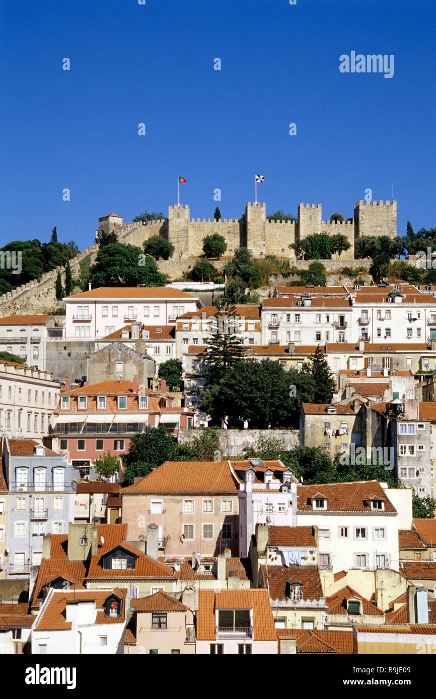Castelo de Sao Jorge, mittelalterliche Burg im Stadtteil Mouraria, historischen Zentrum von Lissabon, Lisboa, Portugal, Europa Stockfoto