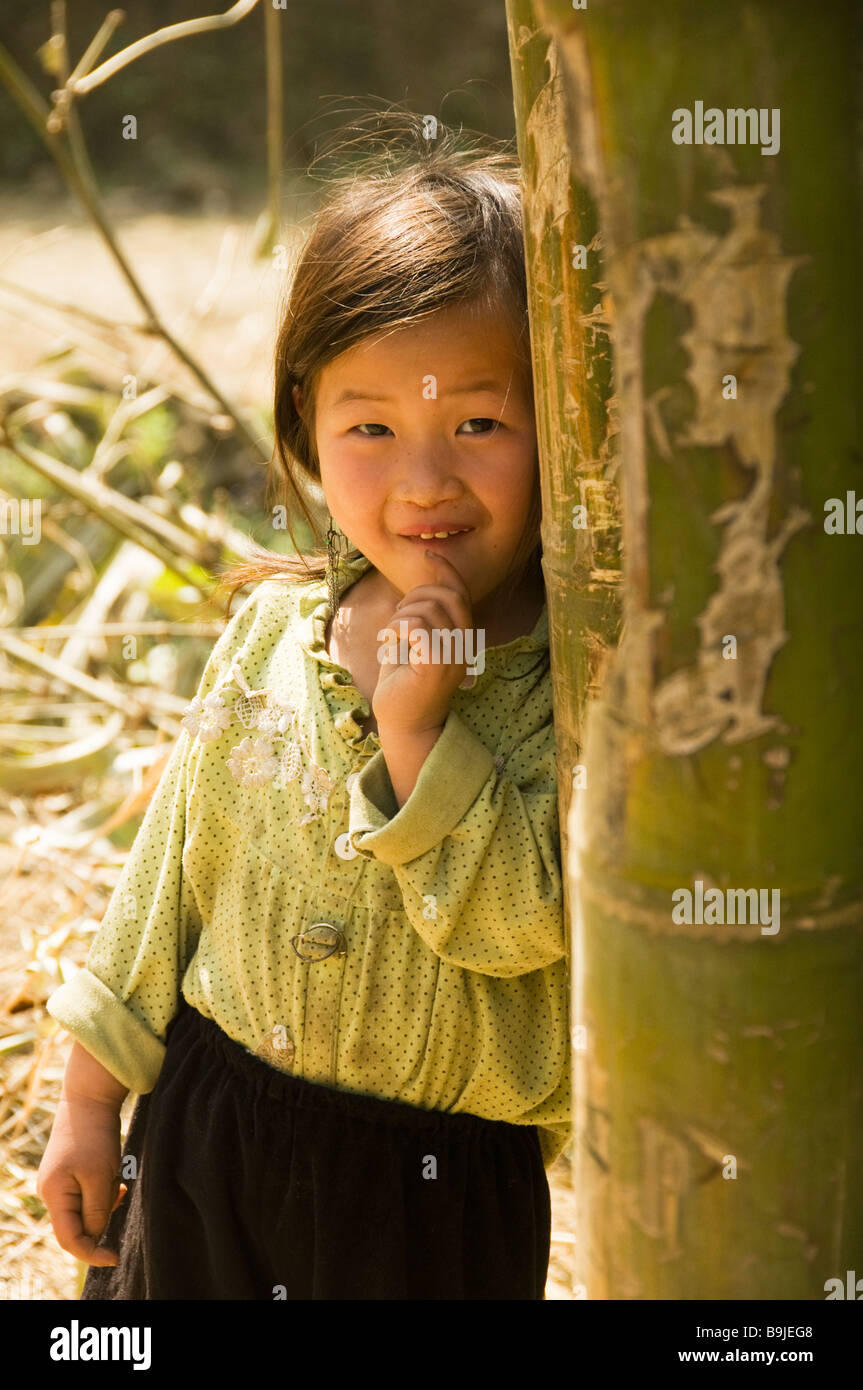 Porträt von Black Hmong Mädchen in Sapa Vietnam Stockfoto