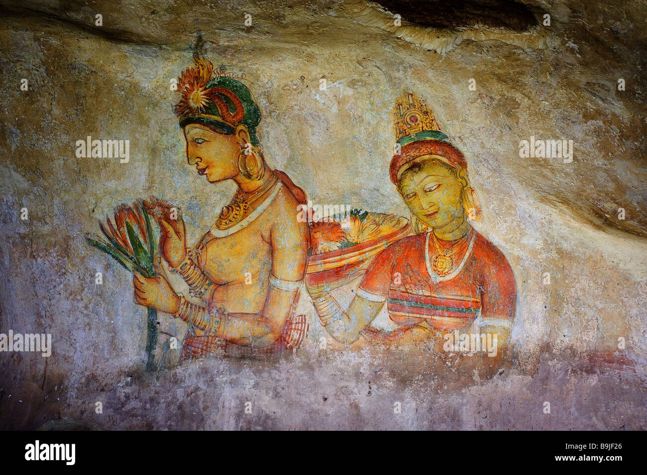 Sri Lanka Sigiriya Felsen-Malerei Gemälde "Cloud-Mädchen" Asien Südasien Wandmalerei Gemälde Malerei Wandmalerei Stockfoto
