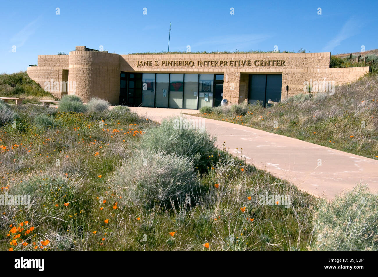 Jane S. Pinheiro Interpretive Center, Antelope Valley California Poppy Reserve staatliche Naturreservat, in der Nähe von Lancaster Kalifornien Stockfoto