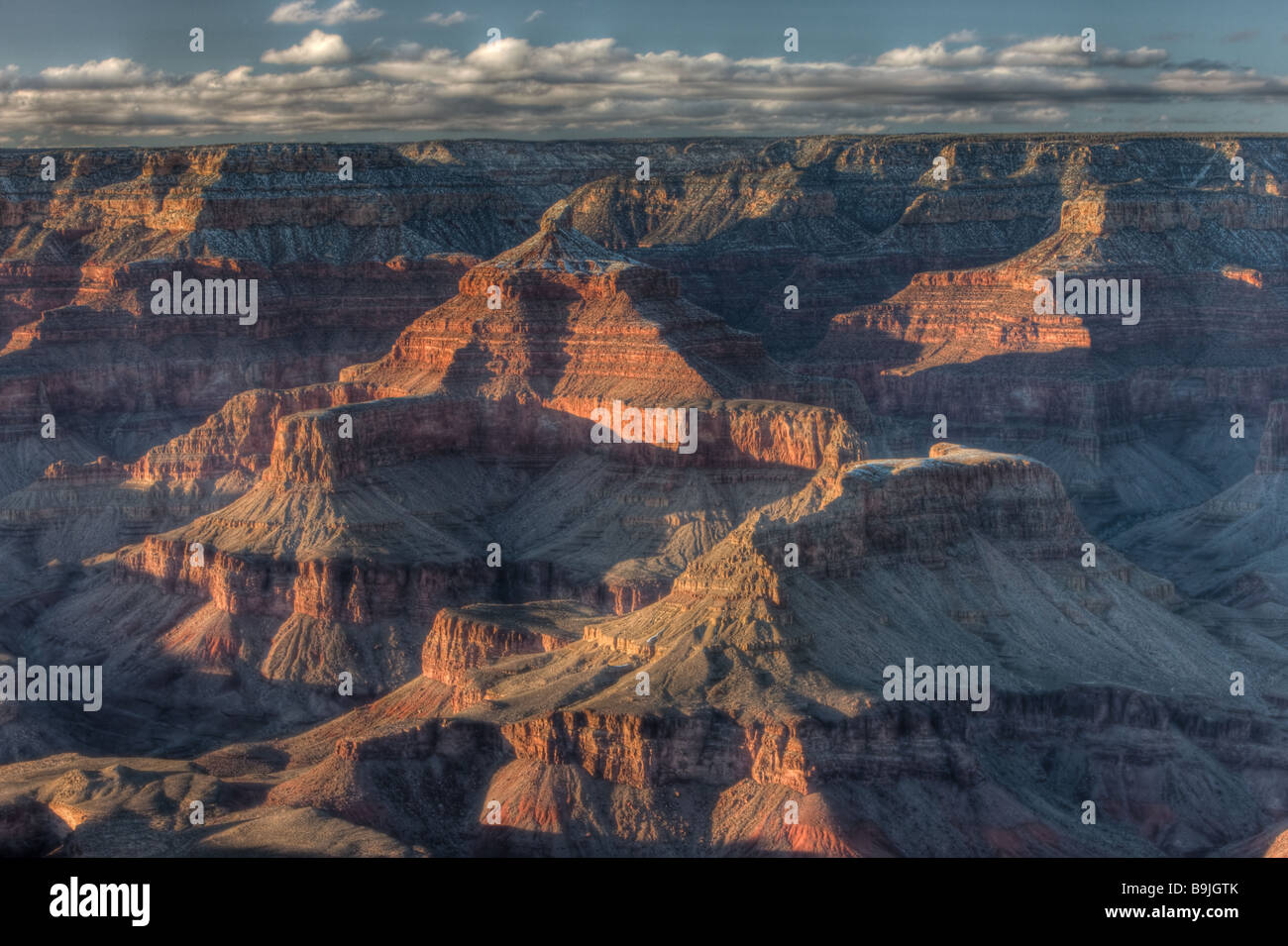Am späten Nachmittag Blick vom Mather Point Schattenwurf in den Grand Canyon Stockfoto
