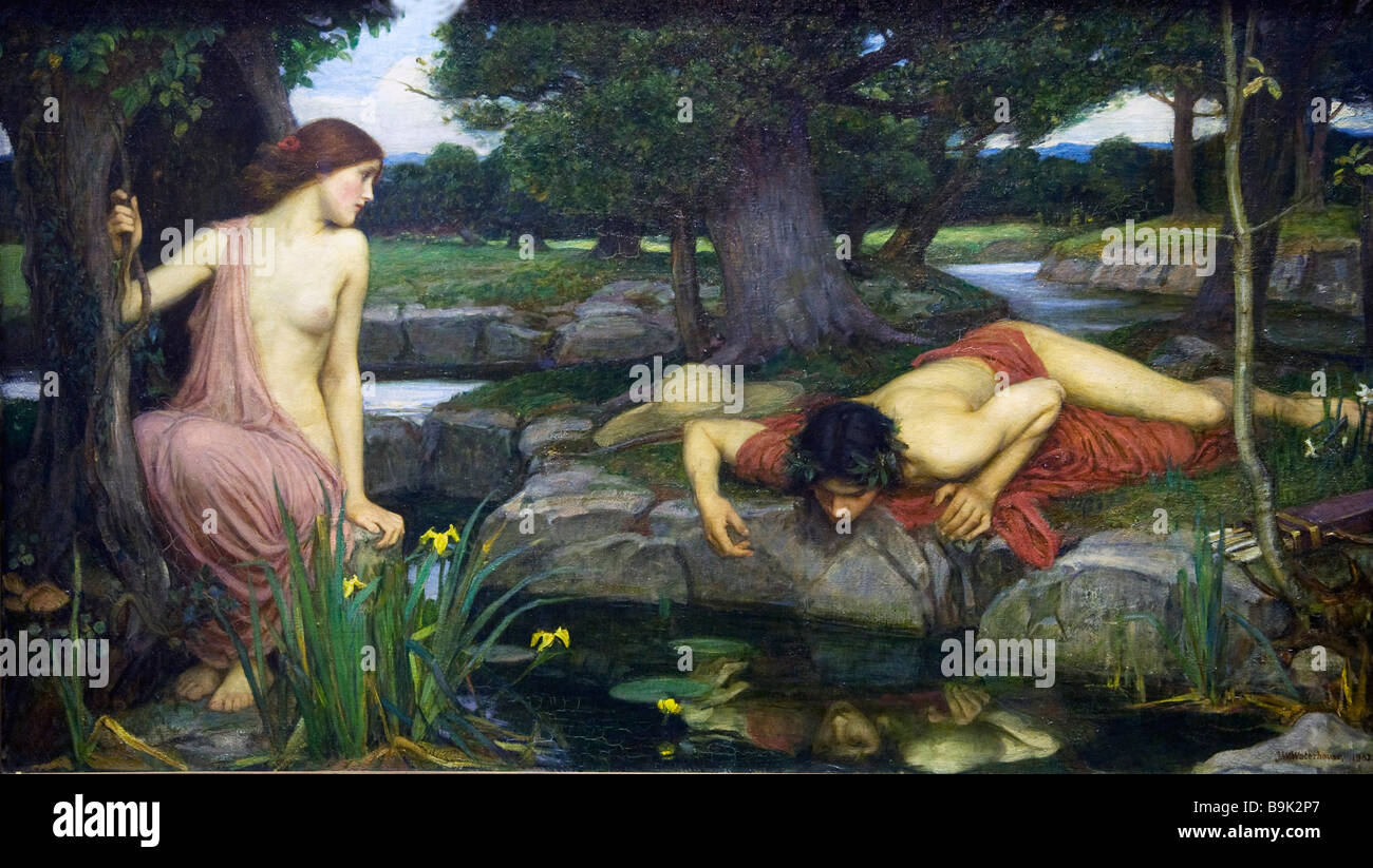 Echo und Narziss von John William Waterhouse gemalt 1903 Stockfoto