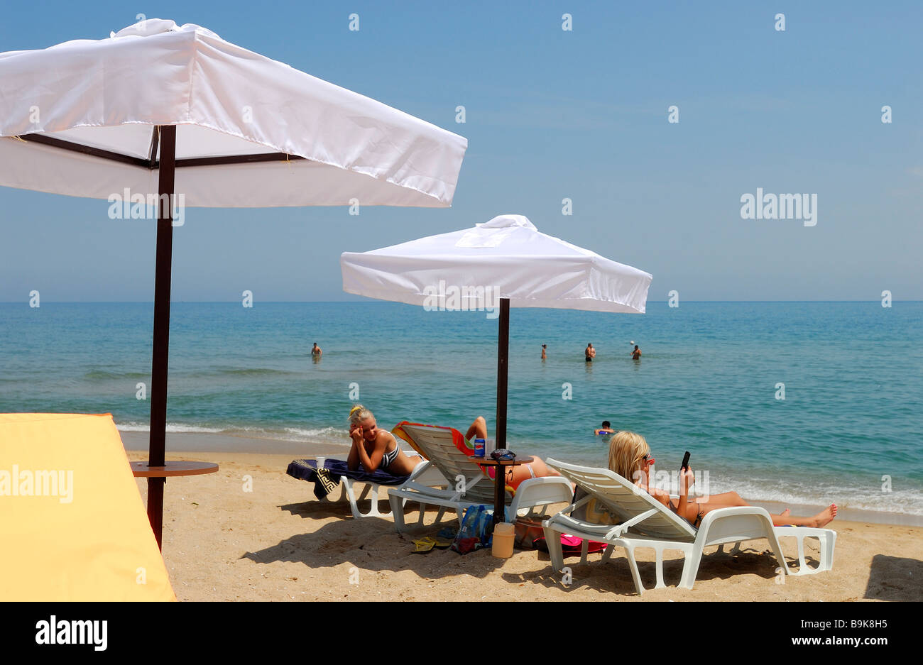 Bulgarien, schwarzes Meeresregion, Sveti Constantin, Strand Stockfoto