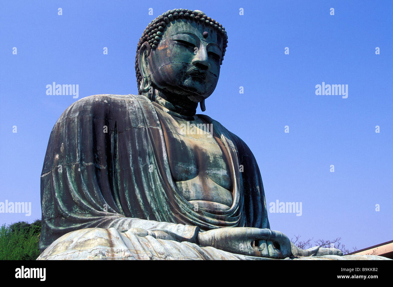 Kamakura, der große Buddha im Tempel Kotokuin, Kanto-Region, Insel Honshu, Japan bronze Statue des Daibutsu Stockfoto