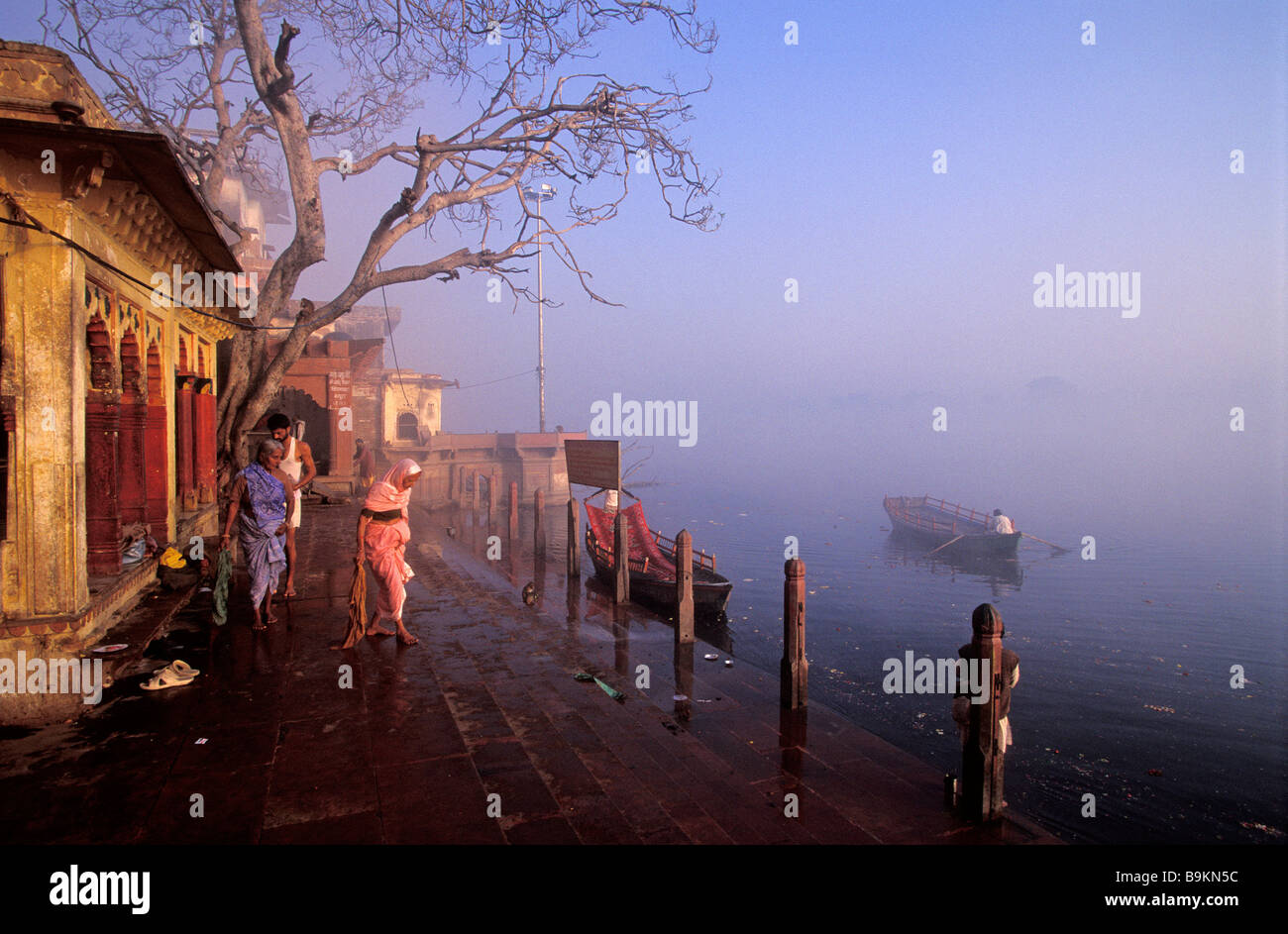 Indien, Uttar Pradesh, Mathura, Krishnas Heimatstadt Vishram Ghat am Fluss Yamuna Banken Stockfoto