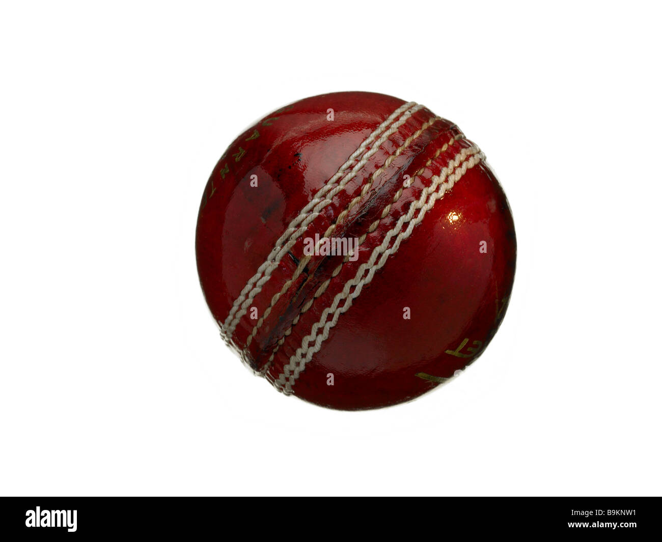 Cricketball mit highlight Stockfoto
