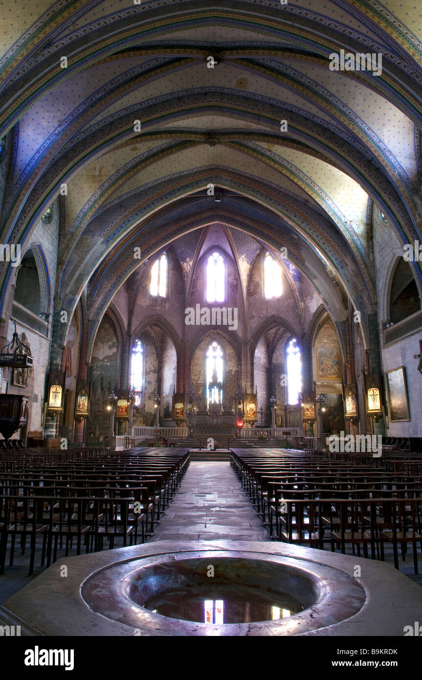 Frankreich, Ariege, Mirepoix, mittelalterliche Altstadt, 14.-16. Jahrhundert Kathedrale Saint Maurice mit Southern Gothic Style Stockfoto