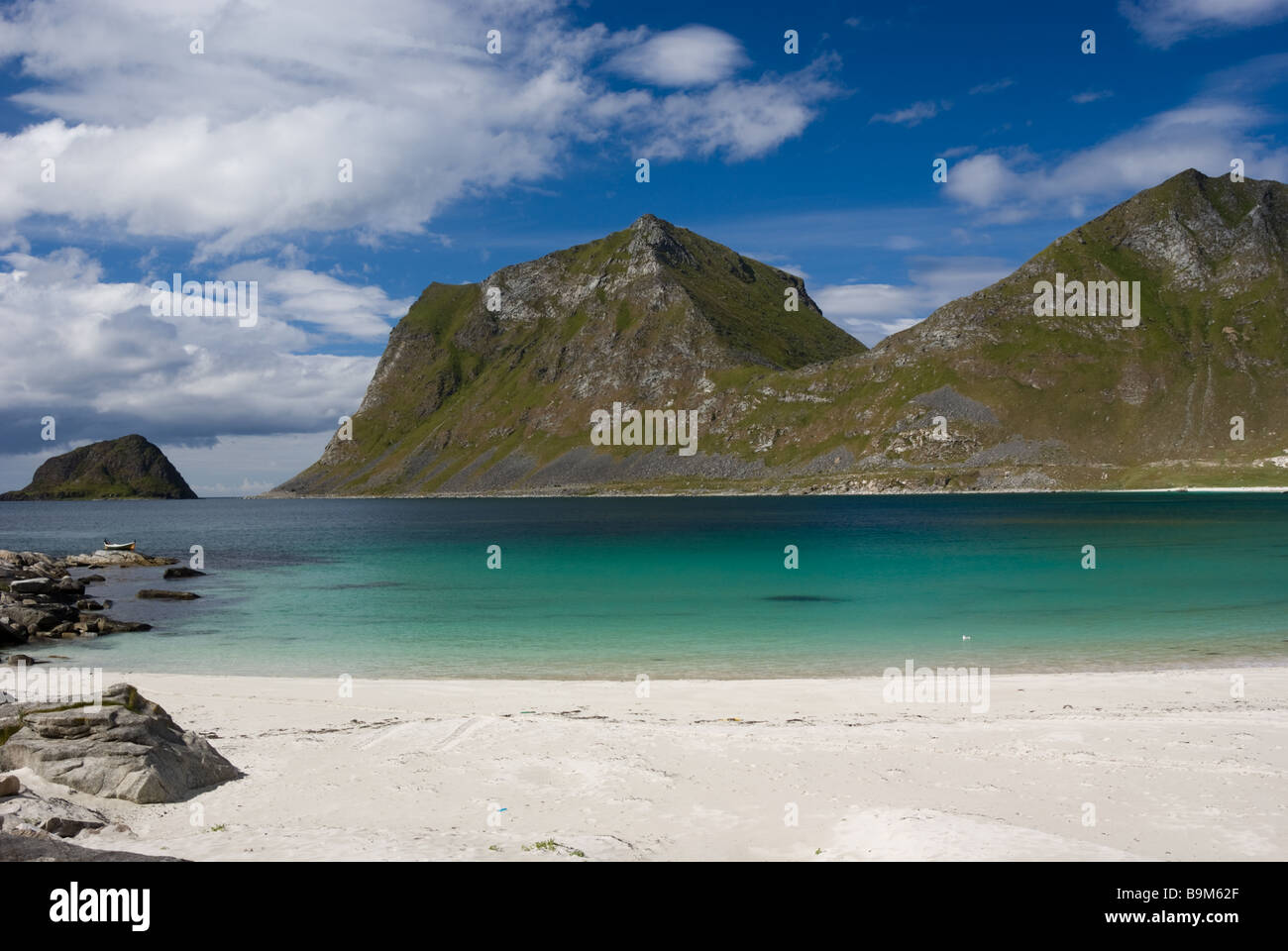 Haukland - Vik Beach, Leknes, Lofoten, Nordland, Norwegen, Skandinavien, Europa Stockfoto