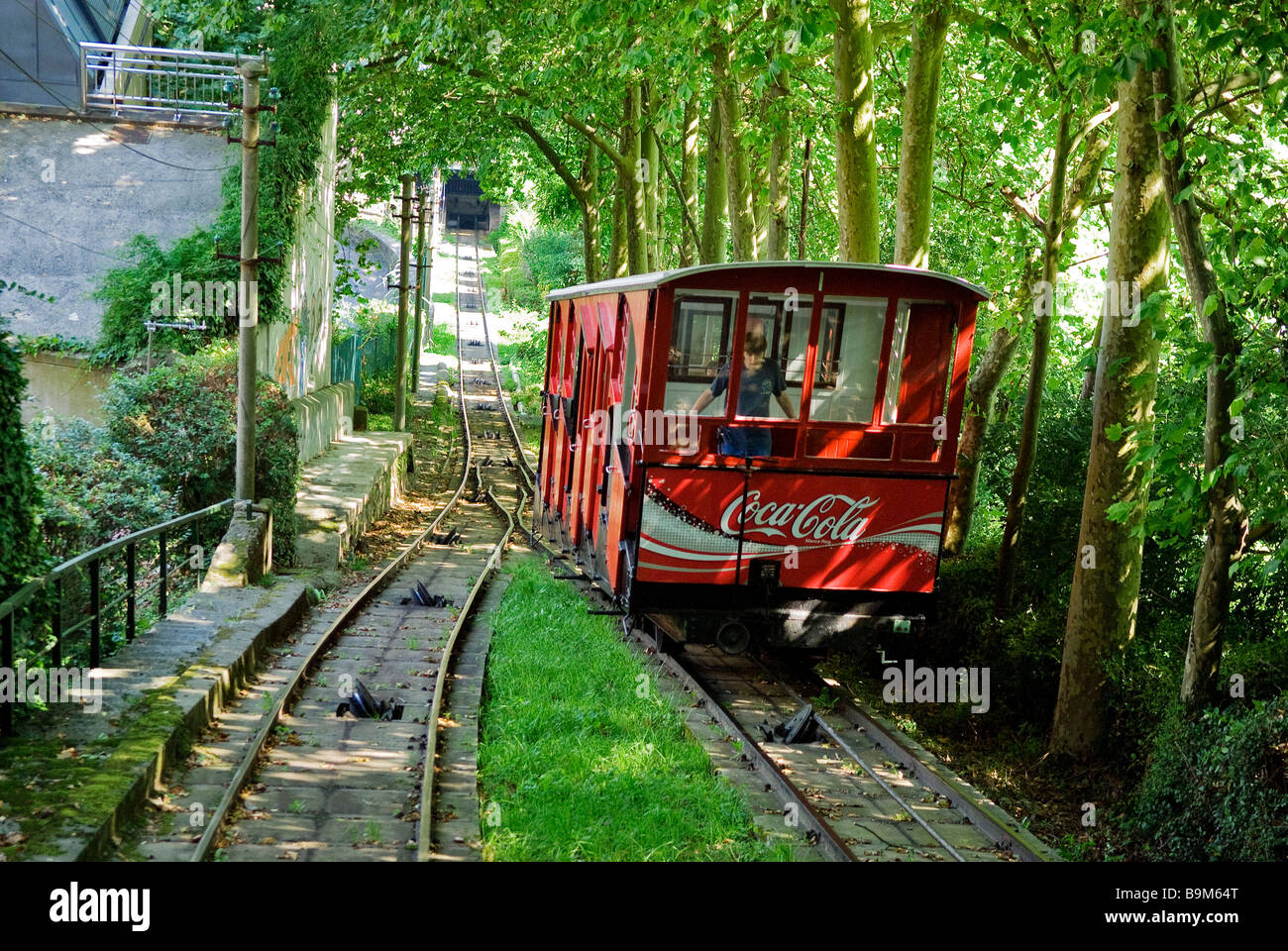 Spanien, Autobahninfrastruktur Provinz, Baskenland, San Sebastian, Seilbahn an der Spitze des Monte Igueldo Stockfoto