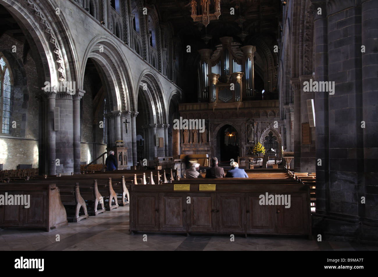 Innenraum der Kathedrale von St. Davids Stockfoto