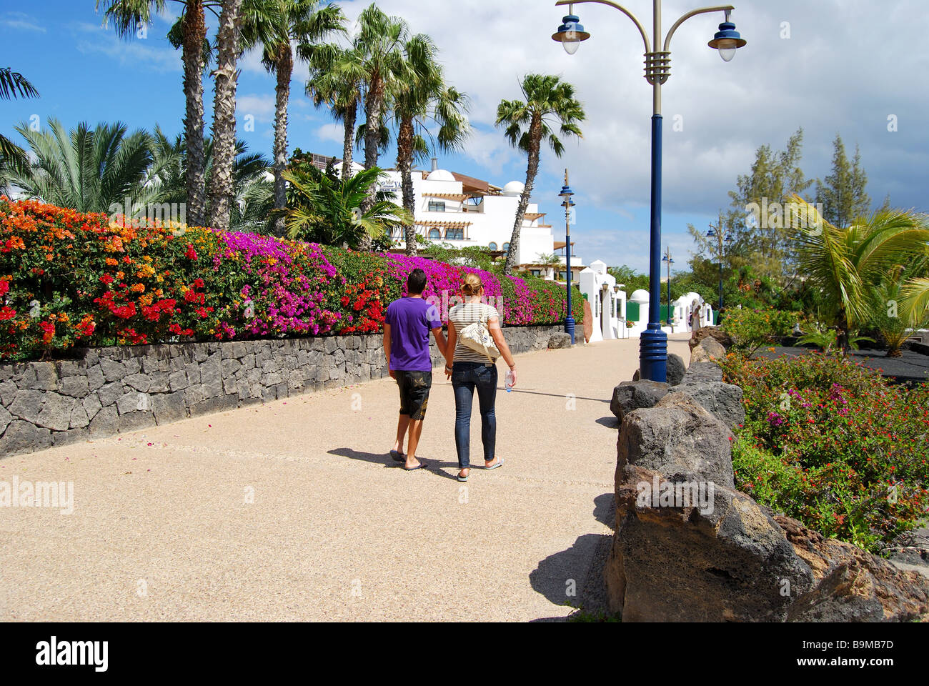 Strandpromenade, Playa Grande, Playa Blanca, Lanzarote, Kanarische Inseln, Spanien Stockfoto